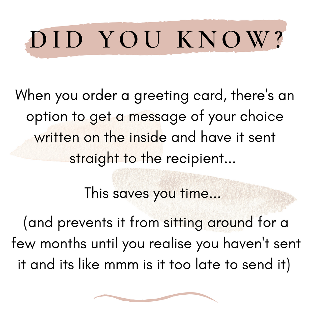 text image when you order a greeting card theres an option to get a message of your choice written on the inside and have it sent straight to the recipient this saves you time