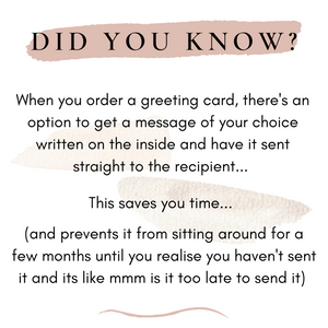 text image when you order a greeting card theres an option to get a message of your choice written on the inside and have it sent straight to the recipient this saves you time