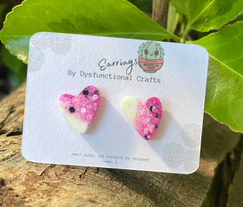 Spotted Abstract Heart Studs
